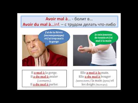 Видео: Уроки французского #67: Выражения " avoir mal à qch " и " avoir du mal à faire qch "  Лексика!