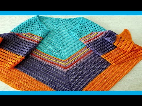 Видео: Шаль - НАКИДКА , Вязание КРЮЧКОМ , crochet shawl  (шаль № 181)