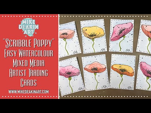 Видео: Коллекционные карточки художника «Легкие каракули с акварелью» с маками