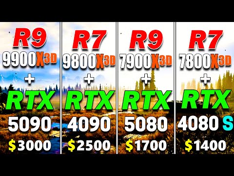 Видео: R9 9900X3D + RTX 5090 против R7 9800X3D + RTX 4090 против R9 7900X3D + RTX 5080 против R7 7800X3D...