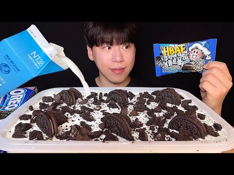 Видео: SUB)Корейский торт Oreo с шоу поедания молока│Korean dessert oreo box cake with milk mukbang asmr