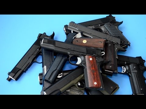 Видео: Обзор-сравнение систем страйкбольных пистолетов 1911 (TM, WA, KJW, WE, KWC)