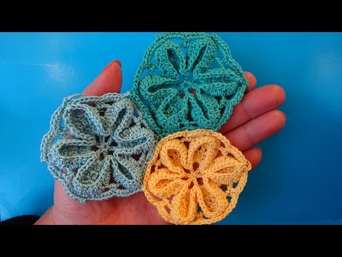 Видео: Crochet flower motive Мотив с цветком Вязание крючком Урок 348