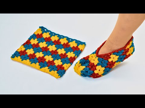 Видео: Тапочки крючком из бабушкиных квадратов Miarti🧶