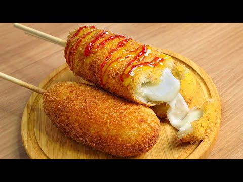 Видео: Как приготовить картофельный сыр Корн дог :: Potato Cheese Corn Dog
