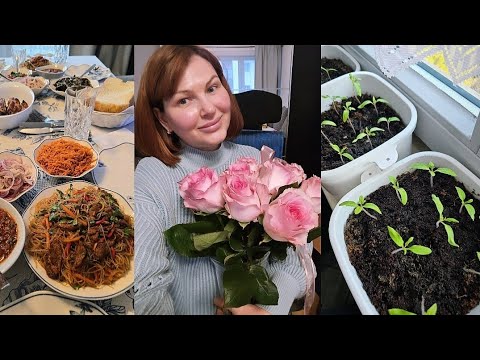 Видео: Влог#41🇩🇪Отметили наши с Ромой дни рождения🎂Согревали гриль,чтобы пожарить шашлык🍢Рассада🌿