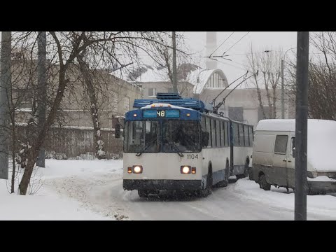 Видео: Троллейбус, маршрут №48 ЗиУ-683БМ1 б.1104 (23.02.2021) Санкт-Петербург