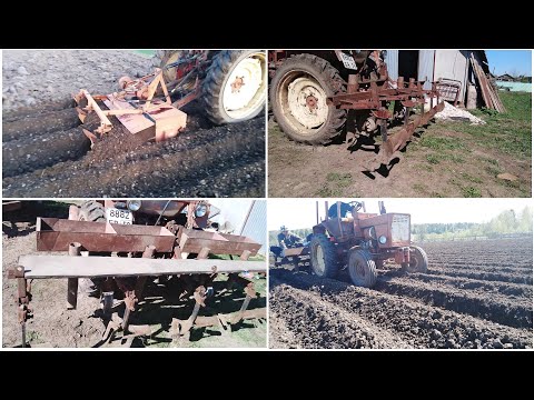 Видео: Самодельный окучник-сажалка, фрезерование и посадка картофеля  на тракторе Т-25