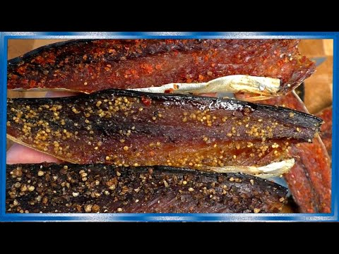 Видео: Балык из скумбрия , в необычной обсыпке. Отличная закуска к пиву вяленая рыба, #6