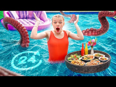 Видео: 24 ЧАСА В БАССЕЙНЕ!