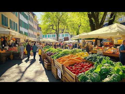 Видео: ВЕСНА ЗДЕСЬ, В ЦЮРИХЕ, ШВЕЙЦАРИЯ, ЯРКИЙ УТРЕННИЙ РЫНОК🇨🇭