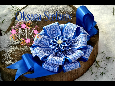 Видео: МК/DIY Kanzashi flower/Бант на виписку з роддому.