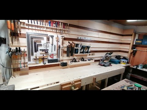 Видео: Ъпгрейт на дърводелска  работилница.Как си направих френски стилажи финал DIY french cleat  final