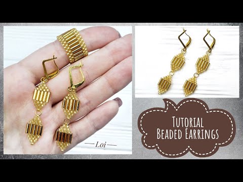 Видео: Мастер-класс: Серьги из стекляруса и бисера | Ромбики из бисера | Tutorial - Beaded Earrings