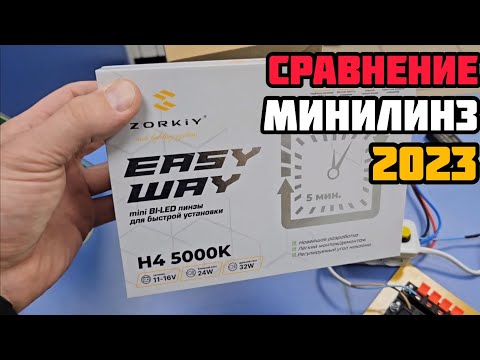 Видео: Сравнение и тест минилинз ZORKiY Easy Way H4 | обзор и замер яркости ✅