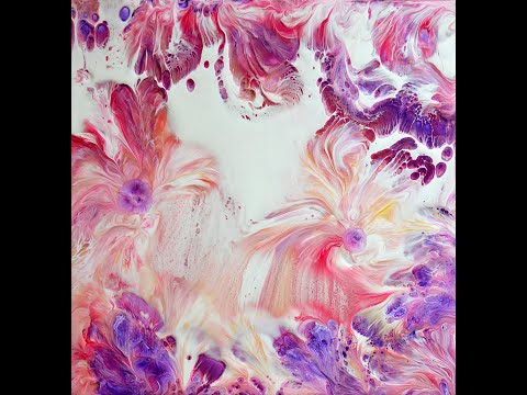Видео: Абстракция с цветами шариком, акриловая заливка. Abstract Art_ Acrylic fluid pouring.
