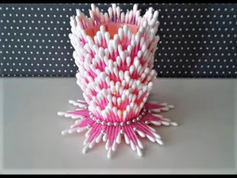 Видео: ВАЗА ИЗ ВАТНЫХ ПАЛОЧЕК ...VASE OF Wadded Sticks ...
