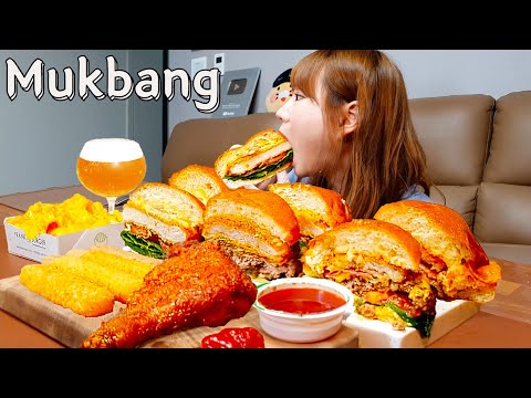 Видео: Sub)Real Mukbang- Говядина, Курица, Бургер с креветками 🍔 Картофель фри 🍟 Пиво 🍺 АСМР КОРЕЙСКАЯ ЕДА