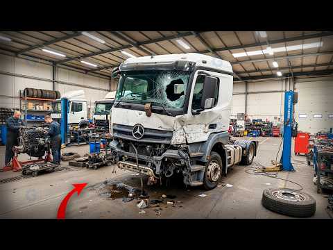 Видео: Мужчина восстанавливает РАЗБИТЫЙ Mercedes-Benz Actros до СОВЕРШЕНСТВА | Полная сборка