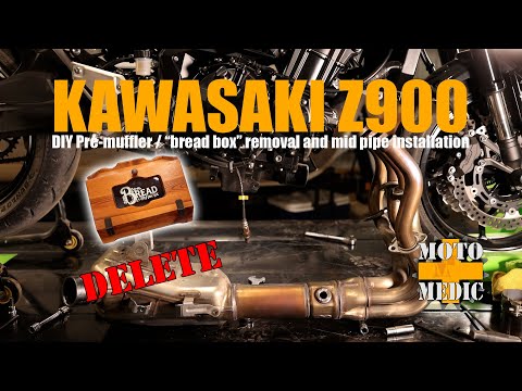 Видео: Установка средней трубы Kawasaki Z900 / удаление «хлебной коробки» - с тестами на децибельность!