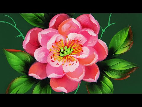 Видео: Как нарисовать простой Пион. Мастер-класс от Художника из Жостово Ларисы Гончаровой