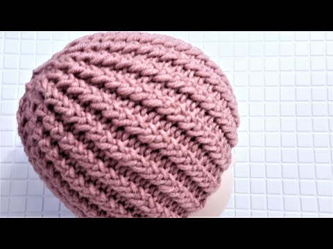 Видео: Шапка спицами Шапка резинка 2 Как связать шапку Мастер класс