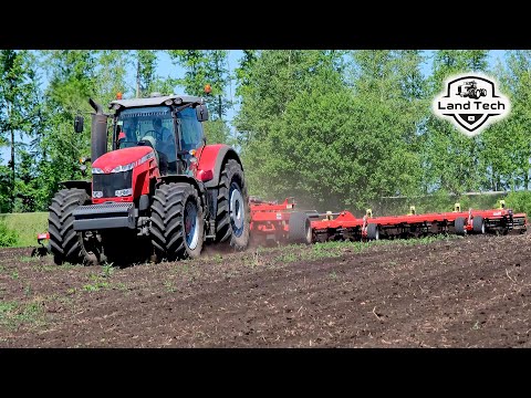 Видео: Трактор Massey Ferguson 8737 с культиватором Tillermaster 12000 - обработка поля по навигации!