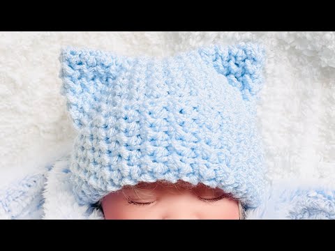 Видео: СУПЕР-МИЛО! Детская шапочка с ушками, связанная крючком. БЫСТРЫЙ И ПРОСТОЙ УЗОР ДЛЯ ВЯЗАНИЯ КРЮЧК...