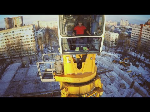 Видео: Работа на башенном  кране зимой. Winter work on a tower crane.