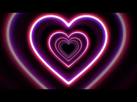 Видео: Неоновый яркий видео фон Тонель сердец