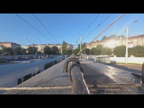 Видео: Утренний выпуск и утренний выезд c видом от штанги | Троллейбус ЗиУ | Чебоксары