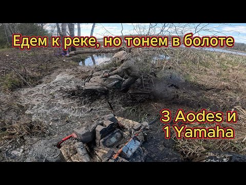 Видео: Ехали на реку, но забуксовали в болоте на трех Odes Mud Pro и одной Yamaha Grizzly