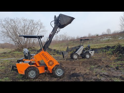 Видео: Мини-погрузчик Maker 600. Работа с грунтом!