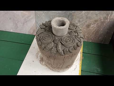 Видео: КУВШИН из Цемента с Оригинальным Декором