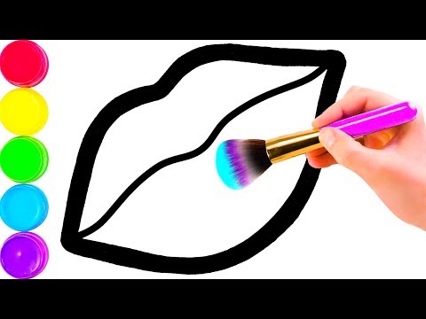 Видео: Glitter Toy Lips with Makeup Brush Set coloring and drawing for Kids, Toddlers Кис Кис