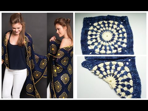 Видео: Шаль из квадратов АРТ КВАДРАТ КРЮЧКОМ Просто Красиво.