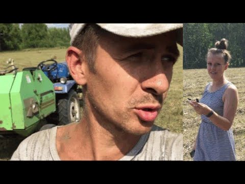 Видео: Жена спасла сенокос!   400 тюков с 4 гектар!
