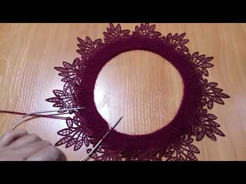 Видео: Круглая кокетка с кружевом, 1 часть МК по обработке кружева и вывязывание планки