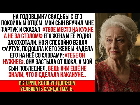 Видео: Сын вручил мне фартук- 'Твоё место на кухне!' Все засмеялись. Но я молча надела фартук на его жену…