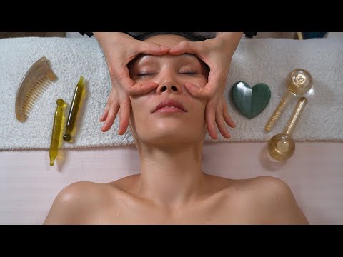 Видео: Массаж лица Гуа Ша, Стеклянными Сферами и Специальными массажными палочками от Айгерим Жумадиловой