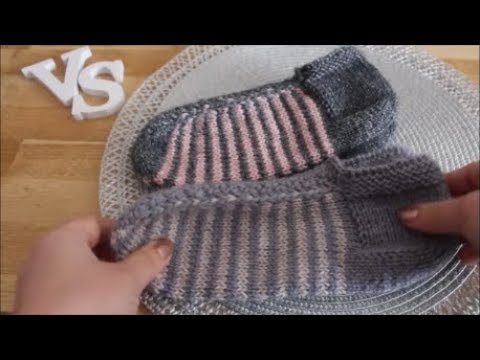 Видео: Простые тапочки(следки) спицами.  Подробный МК. Simple slippers.