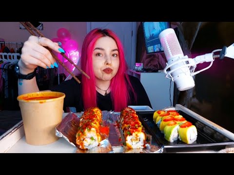 Видео: Очеень вкусные роллы мукбанг/еда на камеру mukbang