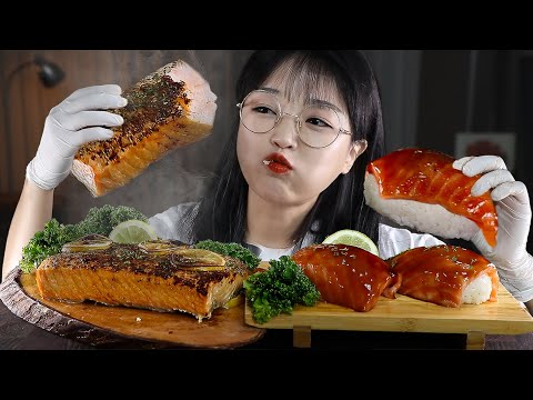 Видео: АСМР ЕДА Стейк из лосося и Суши с лососем🍣 | MUKBANG