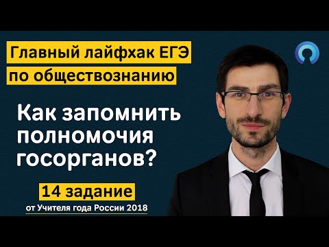 Видео: Главный лайфхак ЕГЭ по обществу - Как запомнить полномочия госорганов - 14 задание