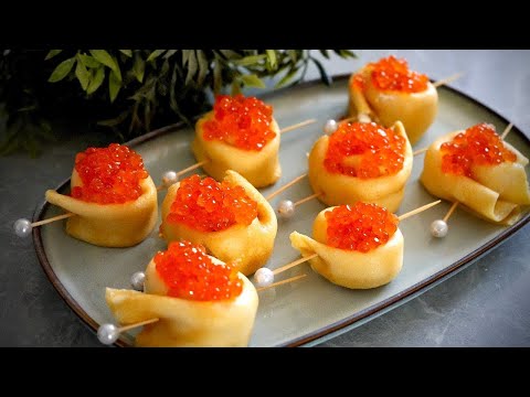 Видео: самая ВКУСНАЯ ЗАКУСКА на НОВЫЙ ГОД 2026 - блины улитки С КРАСНОЙ ИКРОЙ! 5 минут и готово!