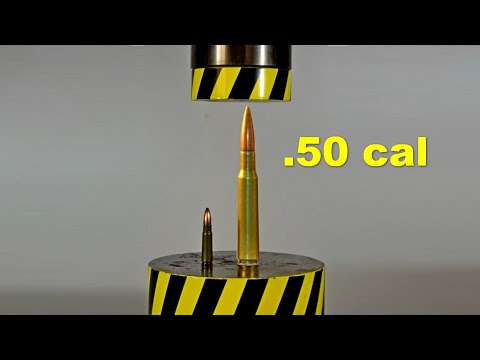Видео: ГИДРАВЛИЧЕСКИЙ ПРЕСС ПРОТИВ ПАТРОНА 50-ГО КАЛИБРА