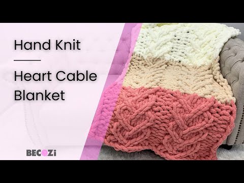 Видео: Вяжем одеяло спицами с узором «Сердце»/средний уровень сложности