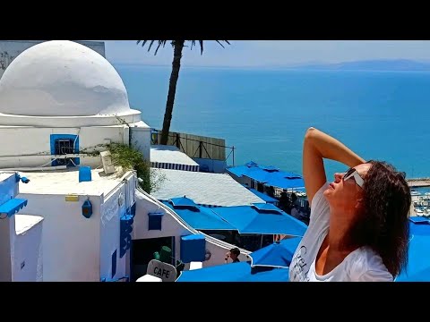 Видео: Сиди-Бу-Саид Тунис город французских художников май 25. Sidi-bu-Said Tunisia May 25
