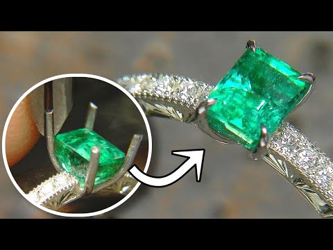 Видео: Как сделать кольцо с изумрудным бриллиантом | K8 Pt900 Изготовление ювелирных изделий