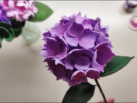 Видео: Гортензия из простого фоамирана, без молдов. Очень легко и быстро. Цветы из фома hydrangea from foam